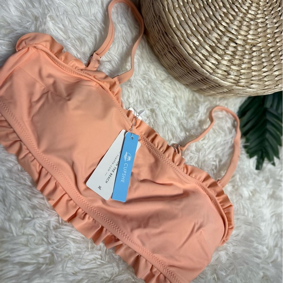 NEW•XL•PINK JUST PEACHY RUFFLED SWIM TOP - Picture 9 of 9